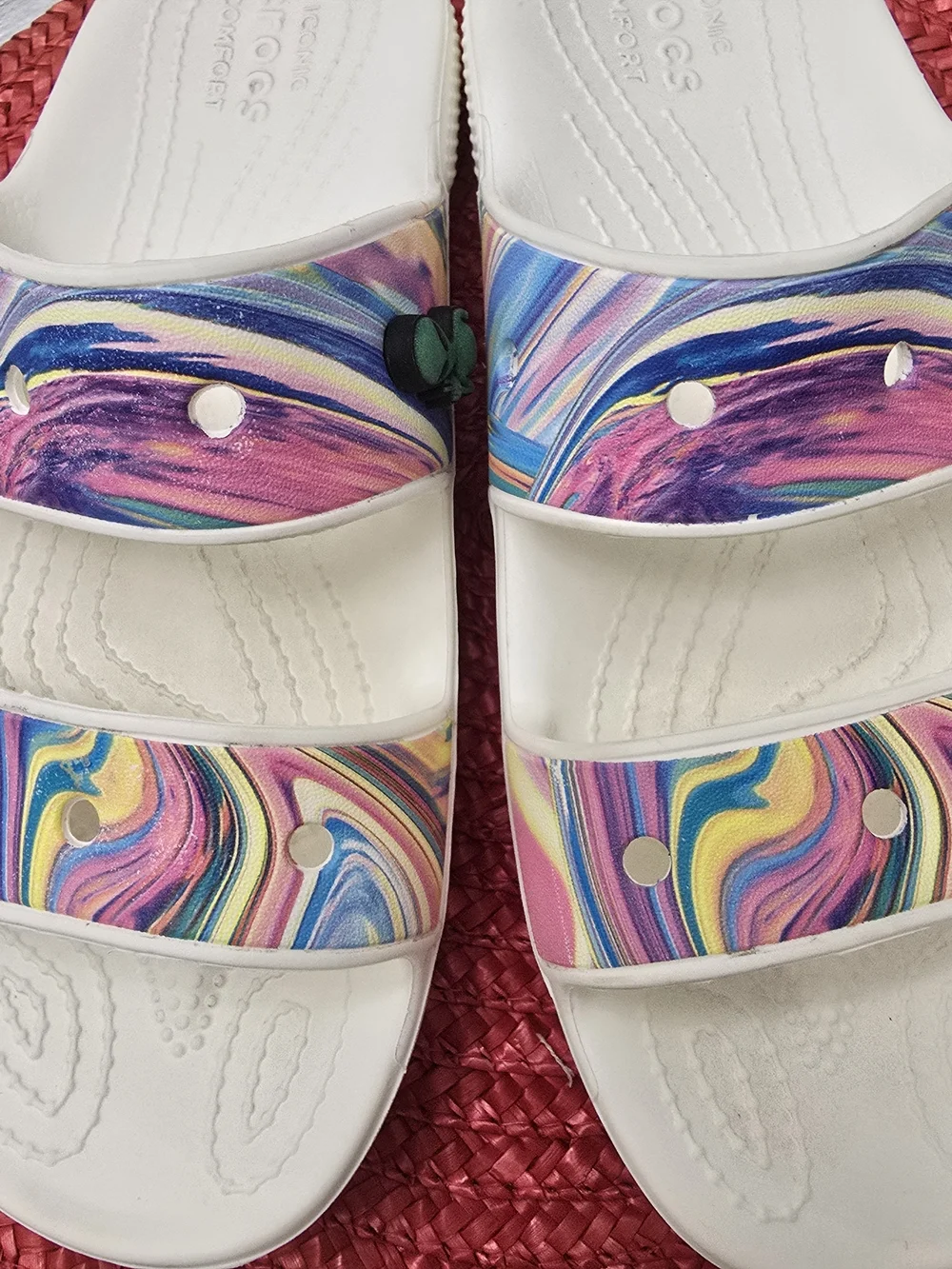 Women's CROCS Multicolor Swirl Slide Sandals Size 8